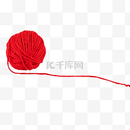 红色织毛衣毛线团