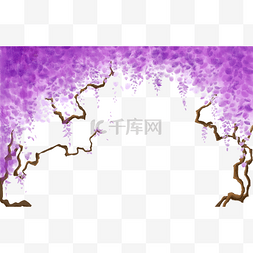 一树紫藤花免抠图