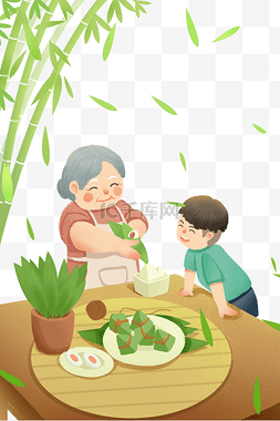 我和奶奶买菜图片_奶奶在包粽子