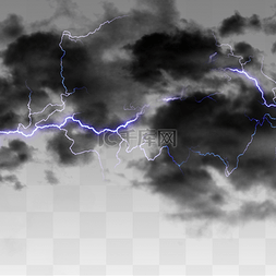 云加闪电图片_手绘质感紫色强光闪电乌云
