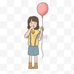 气球游乐园图片_六一儿童节拿气球吃棒棒糖的小女