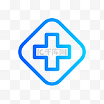 卡通蓝色的医院图标