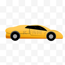 旅游黄色的汽车免抠图装饰图案