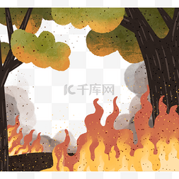 澳洲底图图片_彩色手绘森林大火元素