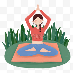 运动做瑜伽女孩插画