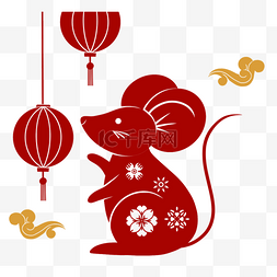 老鼠简约图片_中国风古典小老鼠元素