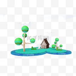 游戏房子图片_房子与树