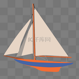 橙色卡通帆船