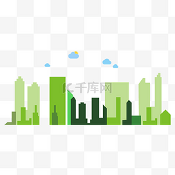 绿色剪影图片_绿色城市剪影