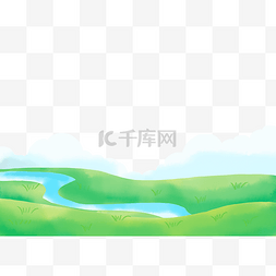 草坪全局图图片_草原草坪河流自然风景