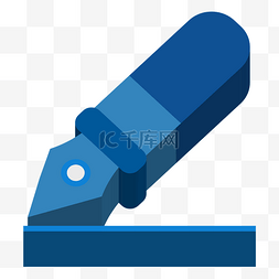 蓝色商务用品钢笔图标