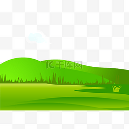广阔的湖图片_绿色立体草原