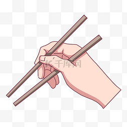 吃饭用筷子图片_手夹筷子手势插画