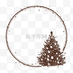 圣诞树圈图片_棕色圣诞树简约圆圈边框