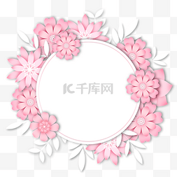 粉色花卉装饰圆形边框