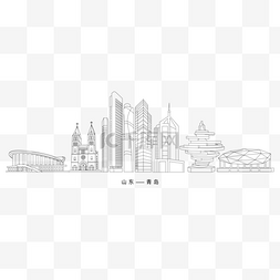 建筑线稿图片_线描青岛建筑群