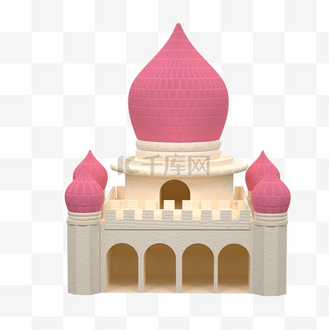 一座卡通粉色城堡