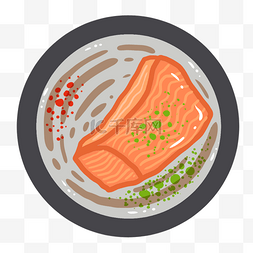 日式料理烤鱼插画