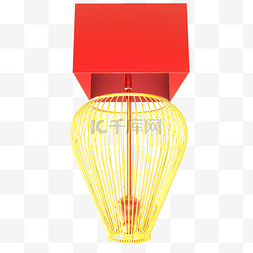 C4D创意红色笼子造型台灯