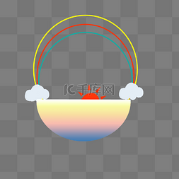 初升太阳图片_漂亮的彩虹的边框