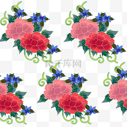 中式鲜花底纹图片_中式红色花朵底纹