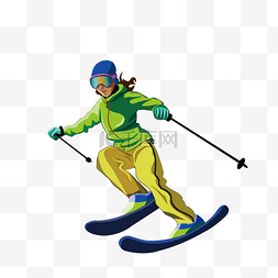 冬日 扁平 滑雪