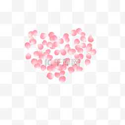 心形粉色玫瑰花瓣PNG