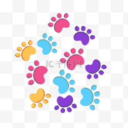 猫的脚印图片_彩色动物脚印
