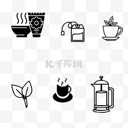 茶叶剪影图片_水墨茶具茶道剪影