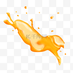 新鲜橙汁液体飞落