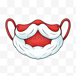 santa图片_彩色红色口罩santa beard口罩圣诞胡