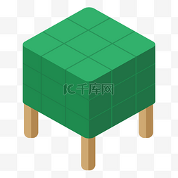 绿色方形小凳子插画