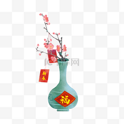 中国风梅花花瓶图片_中国风春节装饰