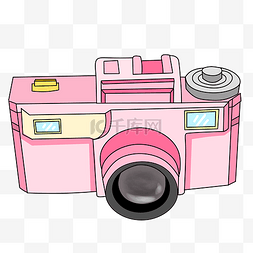 粉色照相机插画