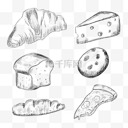 线描食物素描食物面包