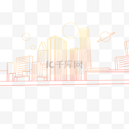 城市素材线条图片_卡通创意免扣线条城市