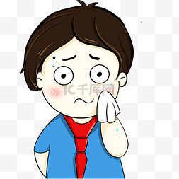 男生毛巾擦汗表情