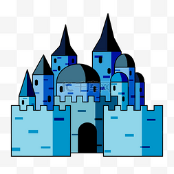 蓝色宫殿城堡插画