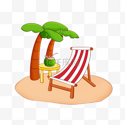 和海边图片_沙滩上的躺椅和椰子树