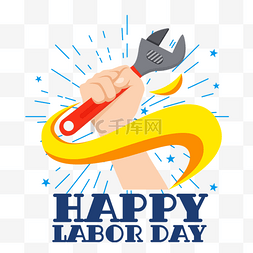 劳动节happy labor day手持劳动工具工