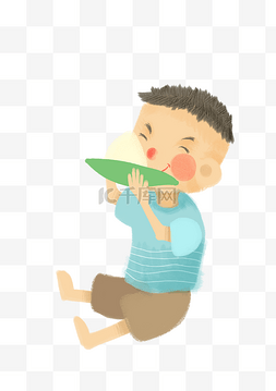 端午粽子叶子图片_端午节可爱小孩吃粽子