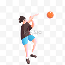 打篮球卡通素材图片_卡通正在打篮球的男孩