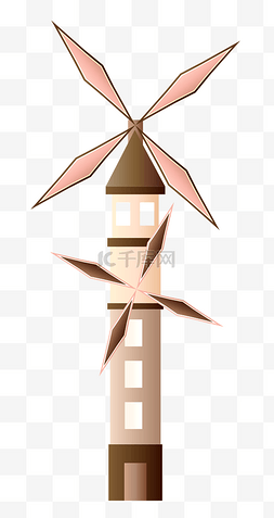 立体的风车装饰插画