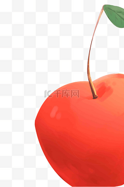 半边梅干图片_半边红苹果创意插画