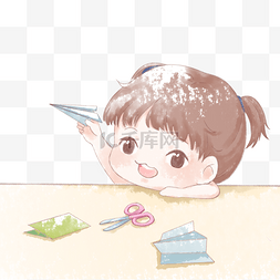 吃柚子的女孩图片_夏天折纸飞机的女孩
