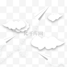 在云上飞翔的白色纸飞机
