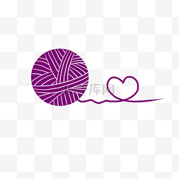 紫色毛线团和爱心