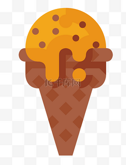 黄色冰淇淋卡通插画