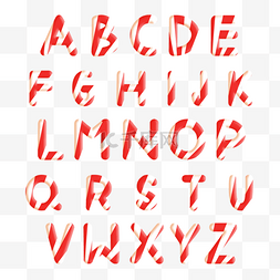 红色条纹糖果圣诞字母表