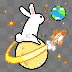 小火箭图片_月球中秋节玉兔